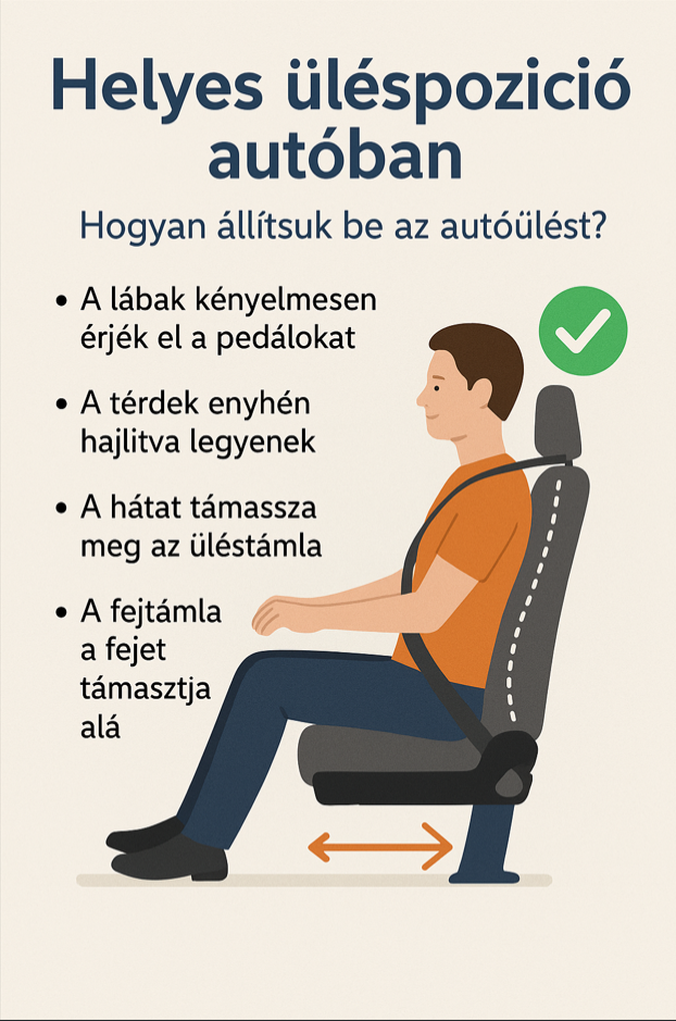 helyes ülés pozíció autóban